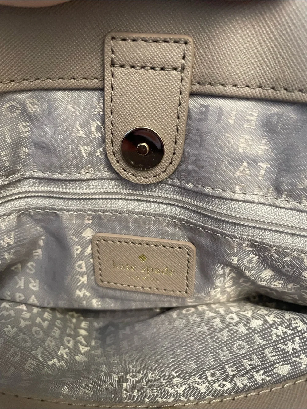 kate spade pebble leather satchel in taupe gray